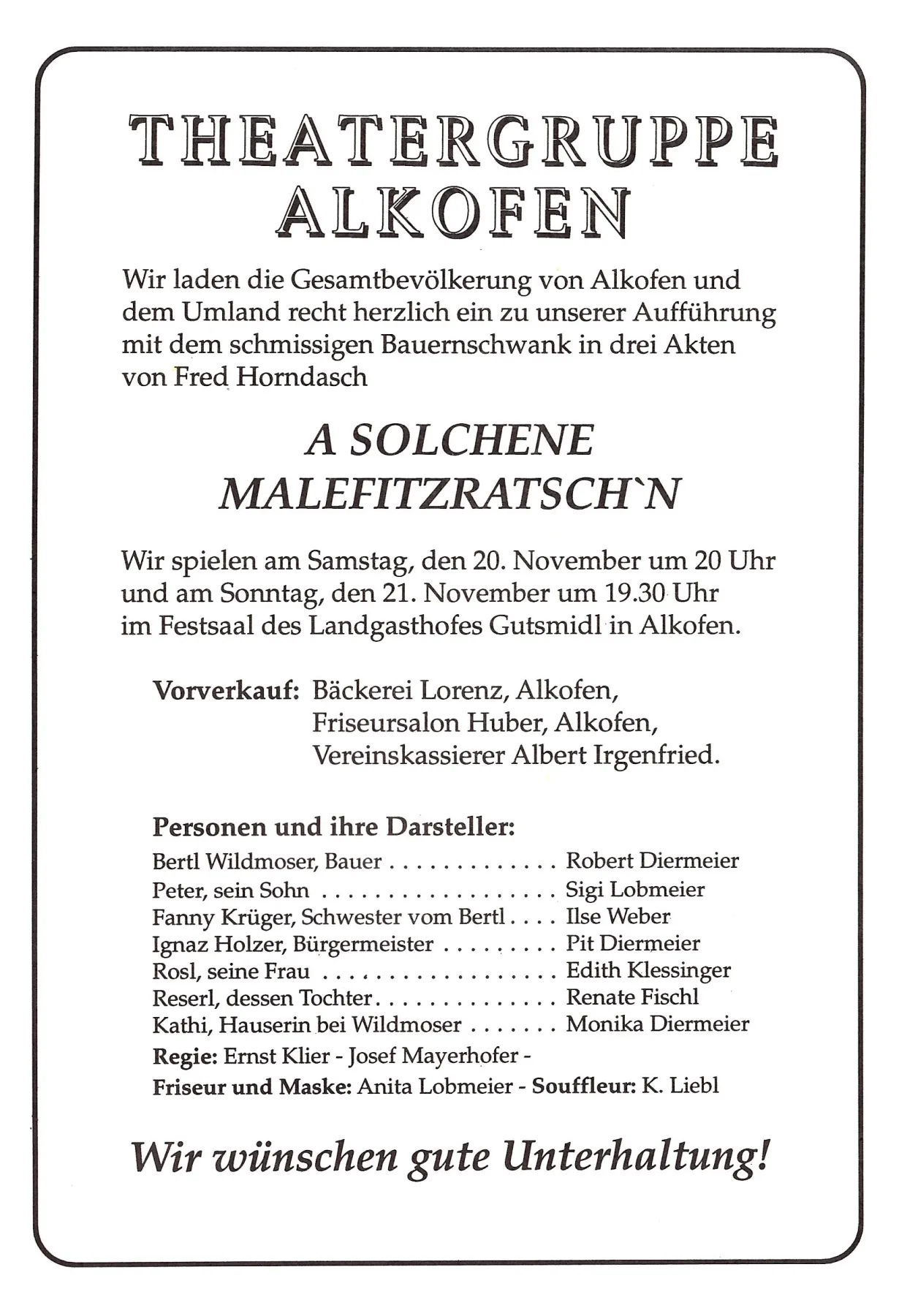 Plakat zu A solchene Malefitzratsch´n