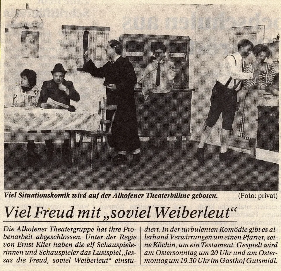 Jessas die Freud, so viel Weiberleut – Zeitungsbericht